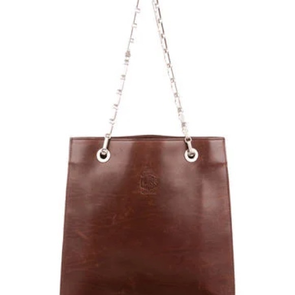 Mark Cross Handbags - Vintage Mark Cross Leather Shoulder Tote with Chain— 90’s vibe